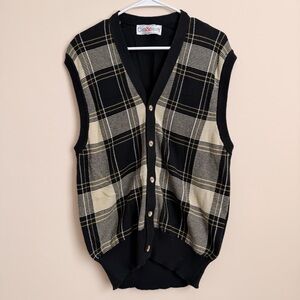 Classic Men's Checkered Vest in Black and Cream